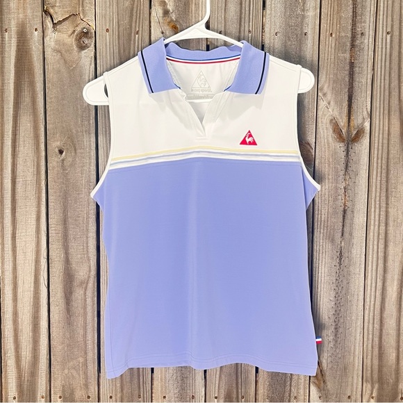 Le Coq Sportif tank top White and Blue Sleeveless Polo Tank Top size large - Picture 2 of 10